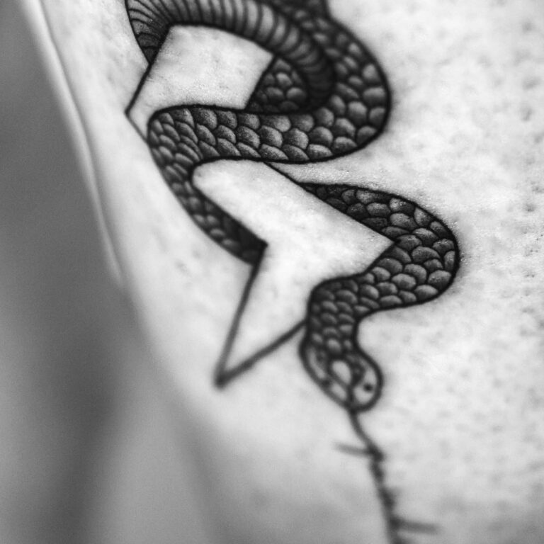 thunder snake tattoo detail